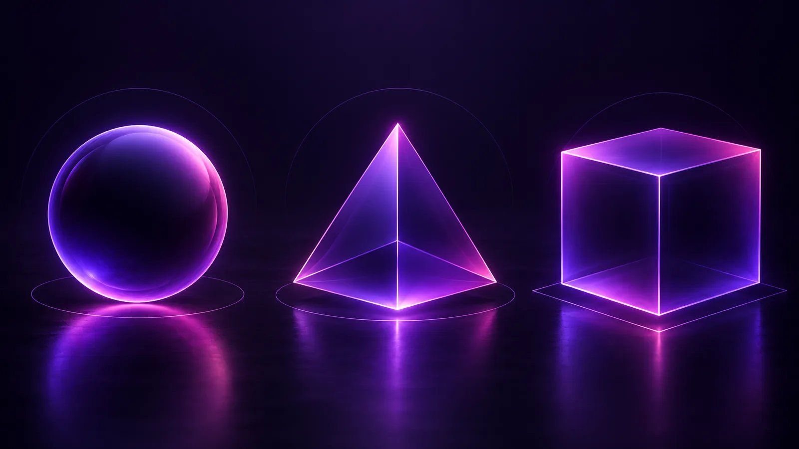 Three distinct glowing geometric shapes representing three separate foot care roles