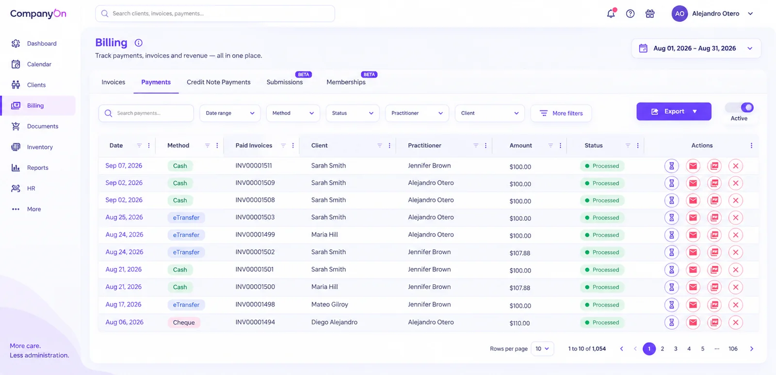 CompanyOn billing and payments module